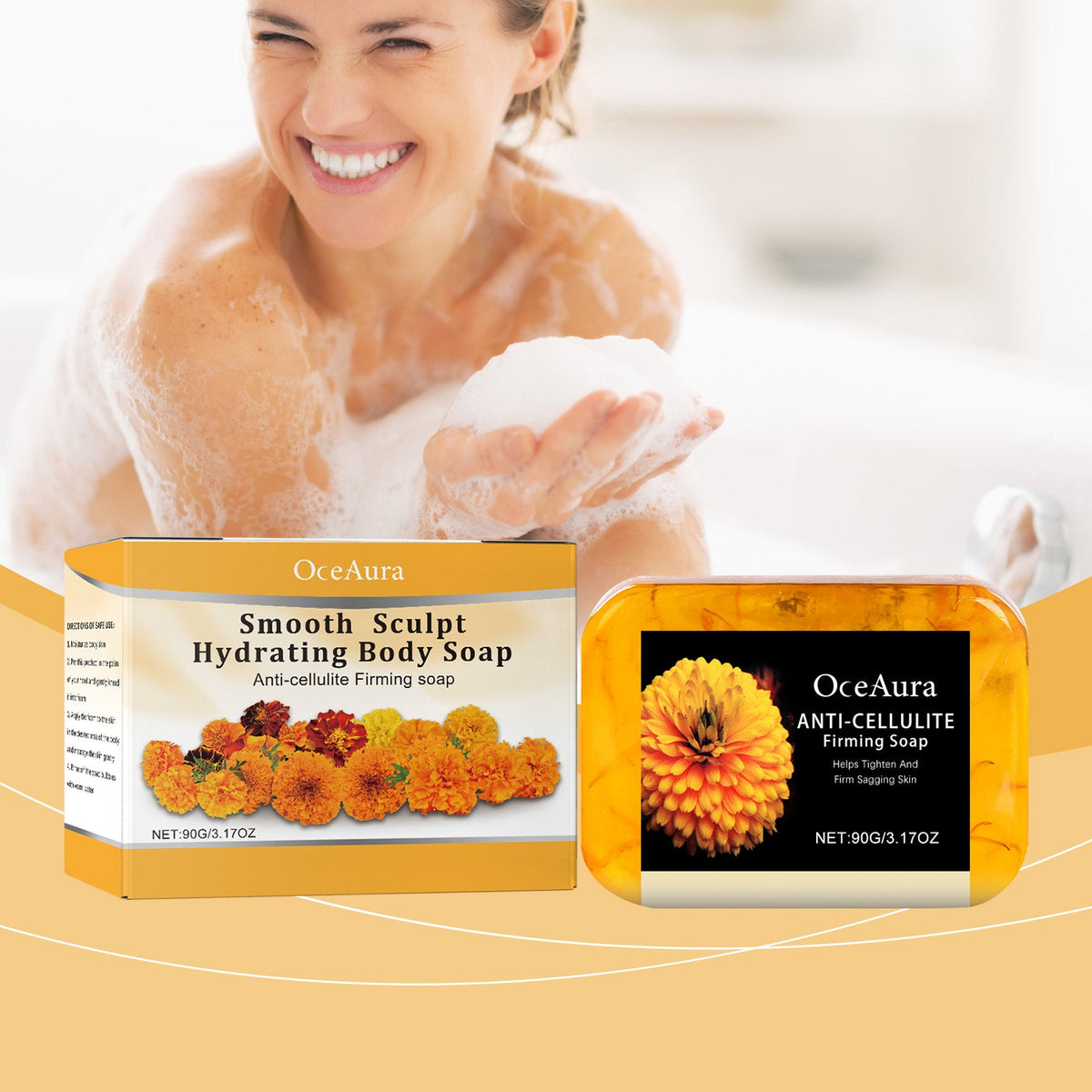 OceAura Orange Peel Moisturizing Shower Soap Gently Cleanses Body Skin And Improves Skin Hydration