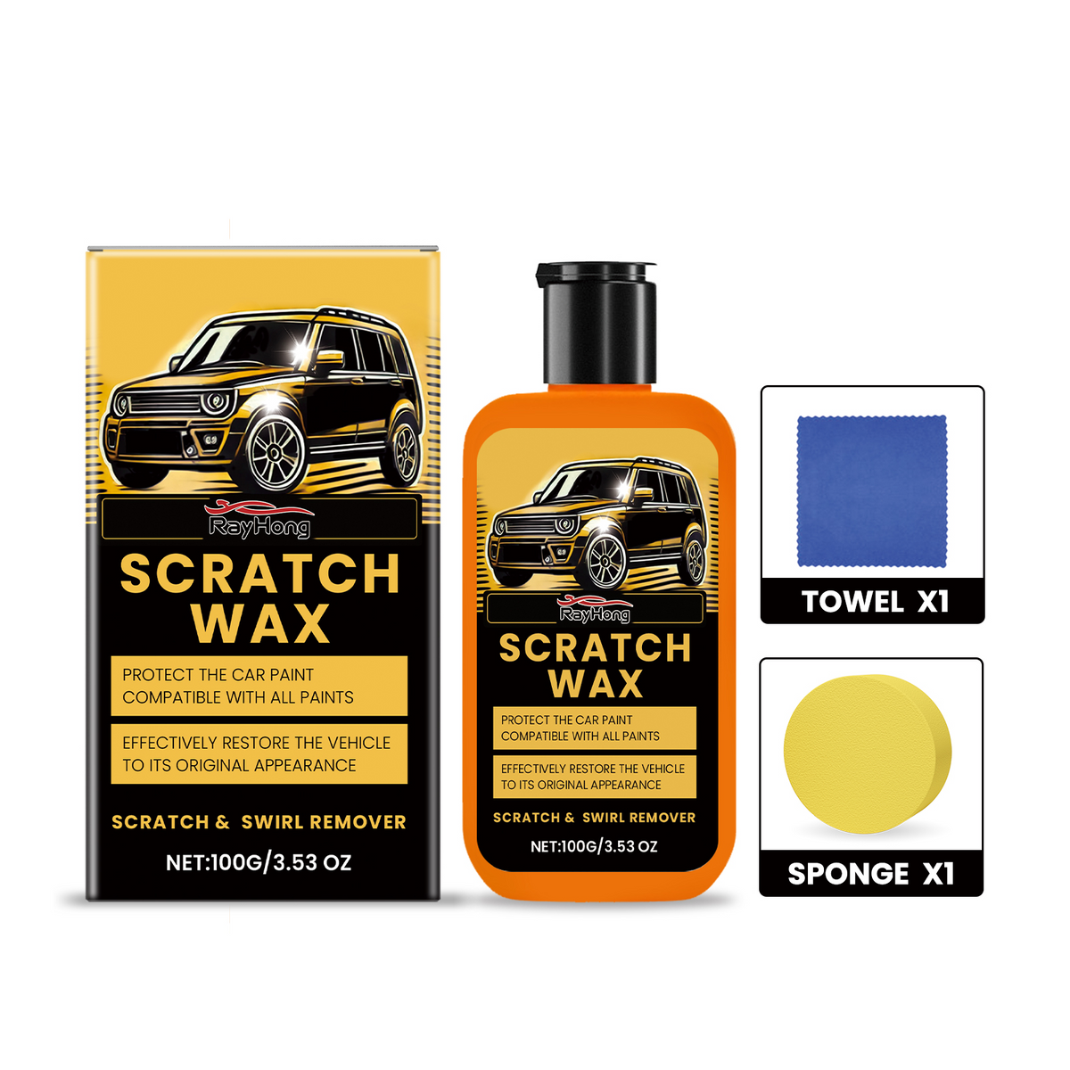 Rayhong Car Scratch Remover, Car Scratch Maintenance Paste Quick Scratch Clean And Easy To Use