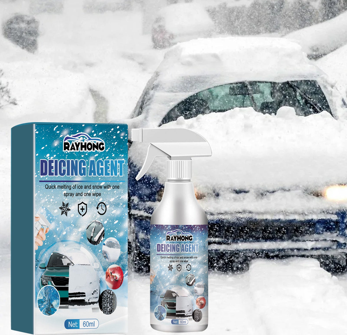 Snow Defrosting Agent, Car Windshield Windows Fast And Powerful Defrosting Defogging Deicing And Snow-melting Cleaning Agent