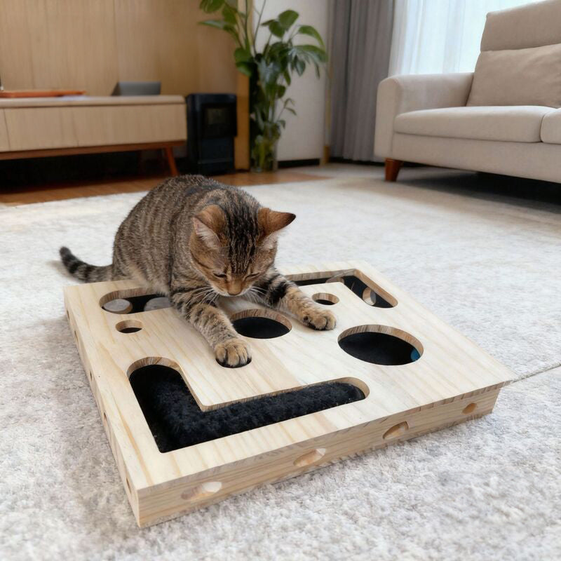 Durable Cat Nail Grinder with Bell Ball & Interactive Maze Tunnel - Enriching Toy and Scratching Activity for Active Kittens