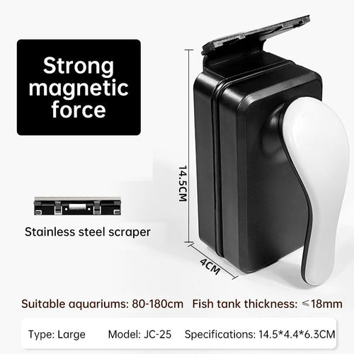 Strong Magnetic Aquarium Cleaner, Floating Algae Scraper Brush with Non-Slip Handle for Small, Medium & Large Fish Tanks