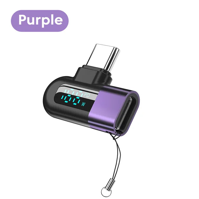 TG adapter 6A intelligent digital display supports 120W fast charging data cable, USB 2.0 port, Type-C adapter