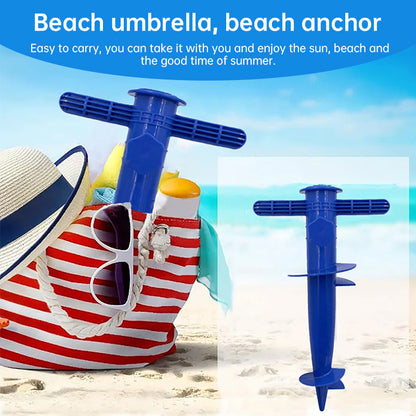Plastic Adjustable Umbrella Base, Sun, Beach, Terrace, Sand, Ground Fixing Tools (Anchor Bracket, Spiral Tool, Tip Part), 1 Pc