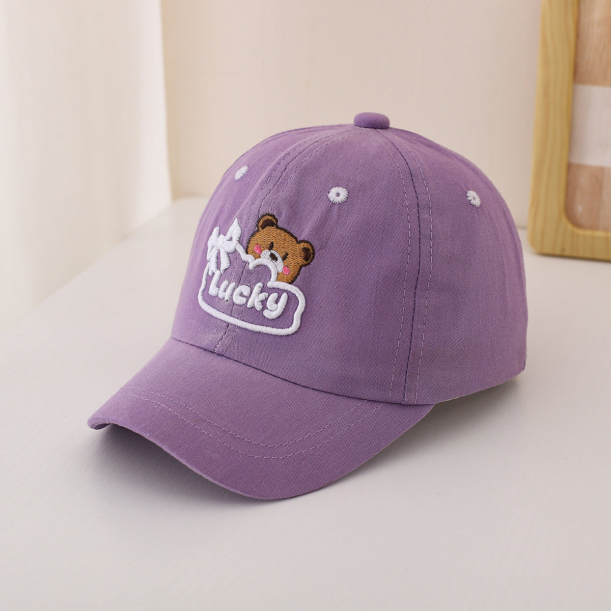 Children's Single-color Cute Little Bear Bow Tie Embroidered Adjustable Simple Casual Baseball Cap Suitable For Travel And Sports