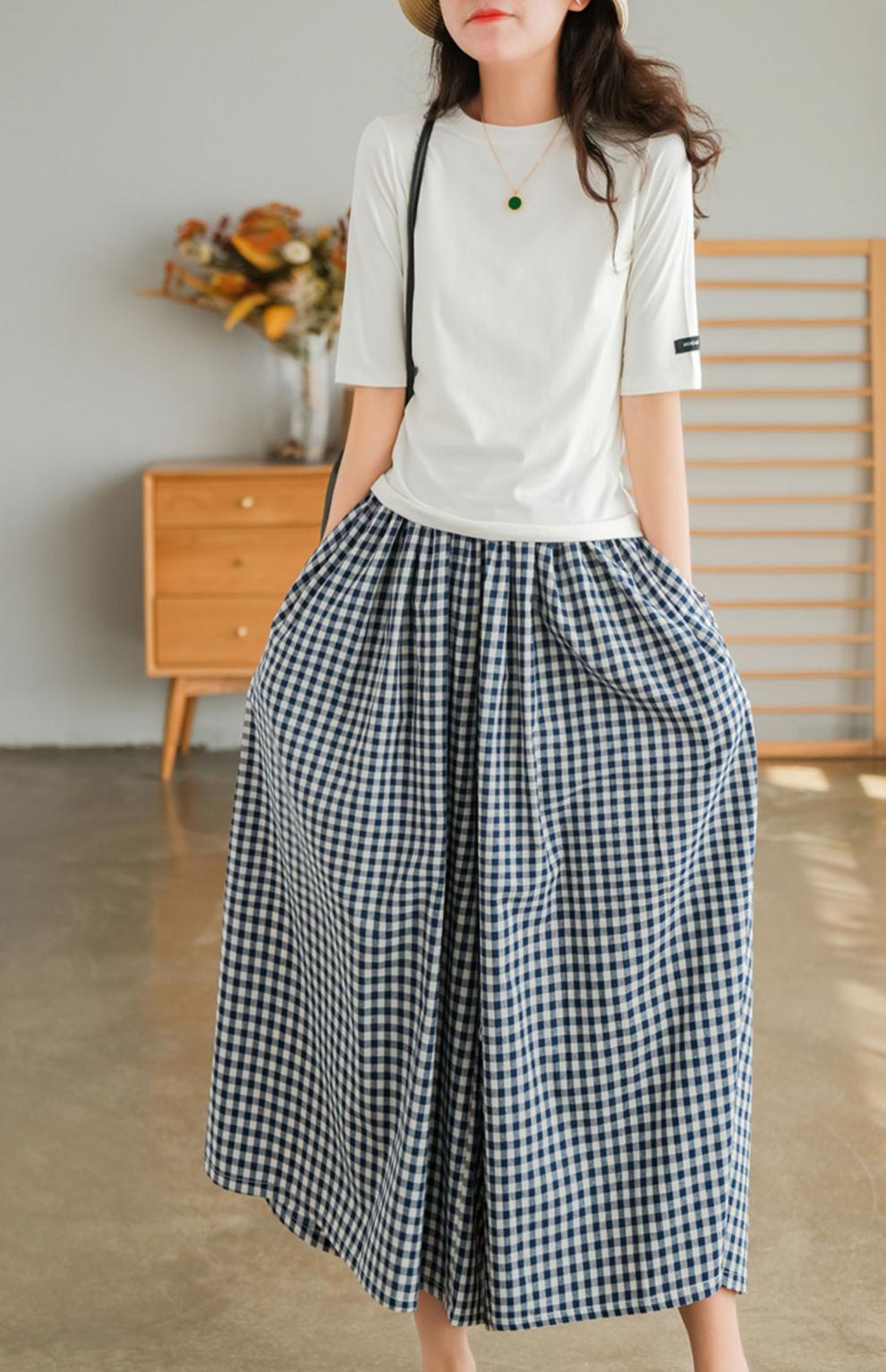 Plus Size Cotton Linen Culottes