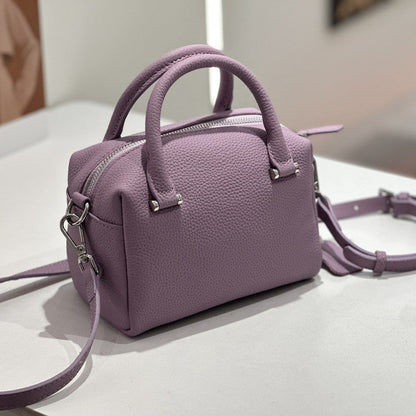 Custom Cross-Border Genuine Leather Women's Bag, New Style Handbag, Versatile Commuter Boston Bag, Single Shoulder Crossbody Bag