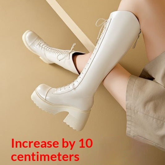 Womens Over-the-knee Boots With Ultra-high Chunky Heels For Added Height