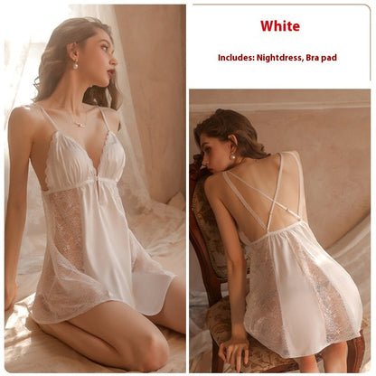 Sexy Pure Desire Sleepwear Lace Solid Color Strap Skirt