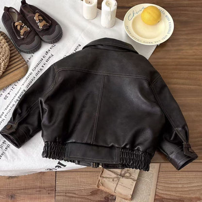Children's Boys' Fashion Leather Jacket Top