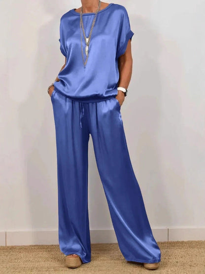 2026 Spring Summer New Cross-Border Trade Amazon Independent Site Trendy Loose Shirt Wide-Leg Pants Casual Set
