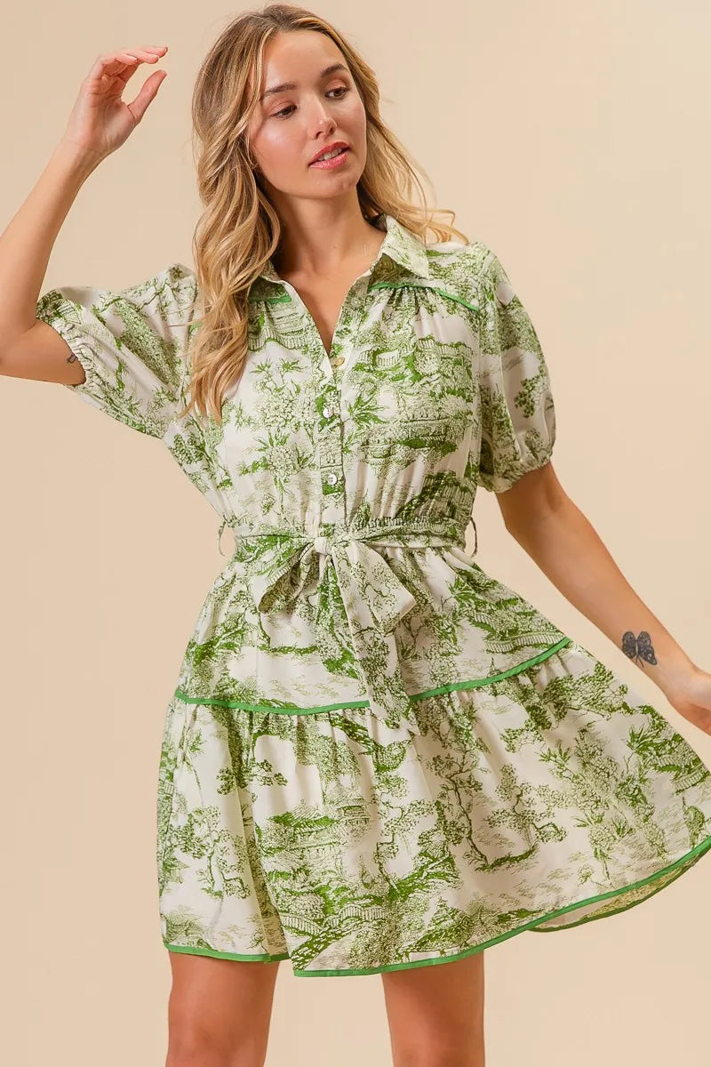 BiBi Woven Printed Tiered Dress
