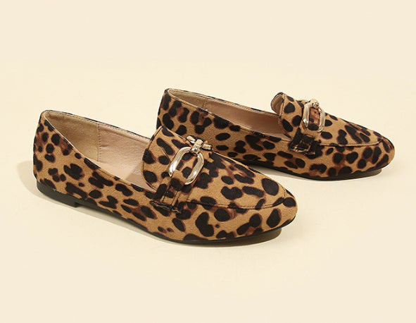 Leopard Print Casual Soft Bottom Pumps Women Casual Shoes Round Toe Flats