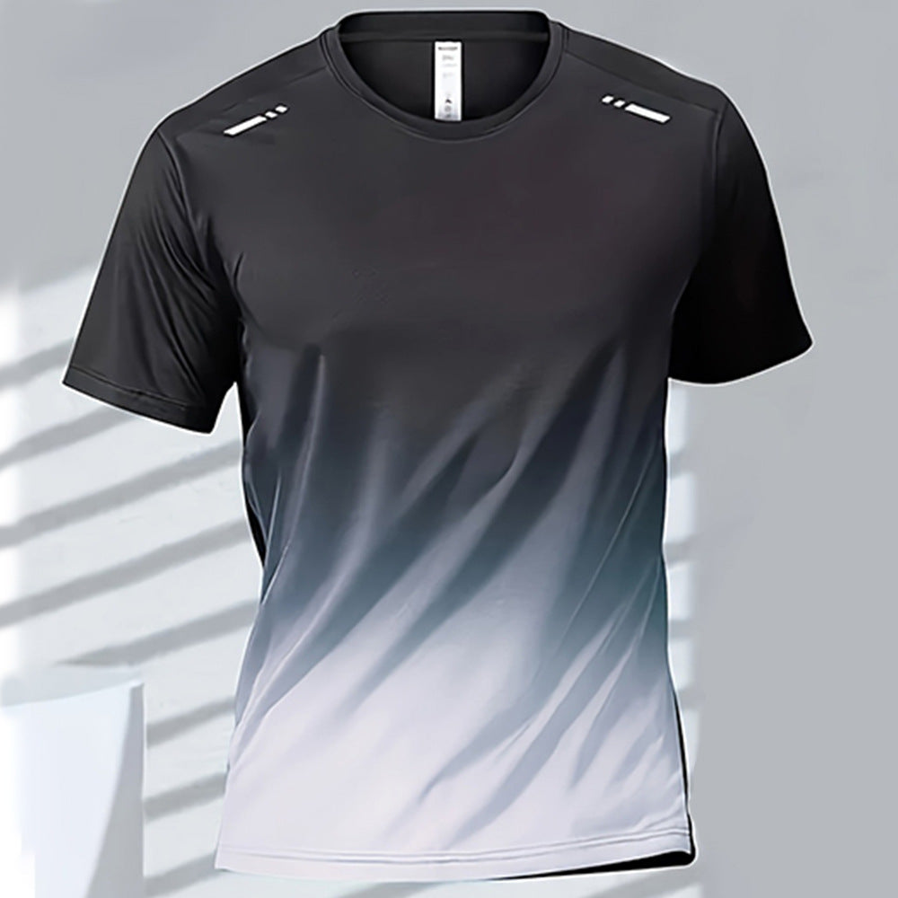 Trendy Sportswear With A Gradient Print And Short Sleeves For Men