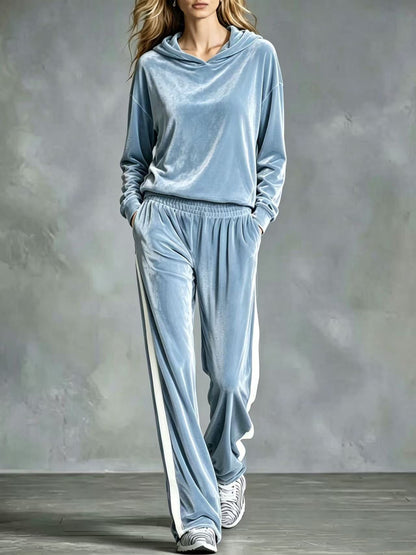 Women's Casual Loose-fitting Long-sleeved Top And Long Pants Set