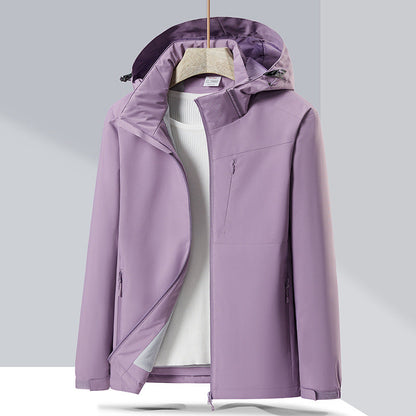 Couple Single-layer Jacket Windproof Sports Fleece-lined Padded Overalls