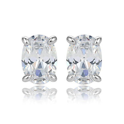 Oval Gem Pendant Necklace Women's Stud Earrings