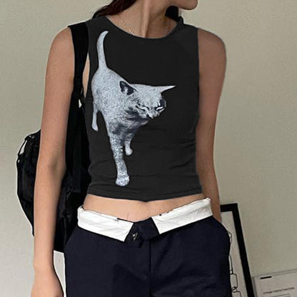 Printed Sleeveless Slim Fit Tank Top