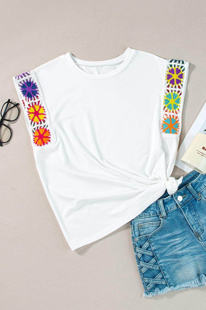 Round Neck Cap Sleeve Top for Women in Soft Stretch Fabric