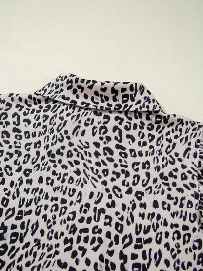 Leopard Print Cap Sleeve Top and Shorts Summer Set