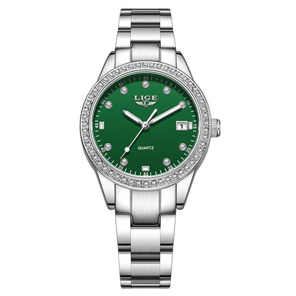 Fashion Girl Quartz Watch Diamond-encrusted Multifunctional Waterproof Luminous