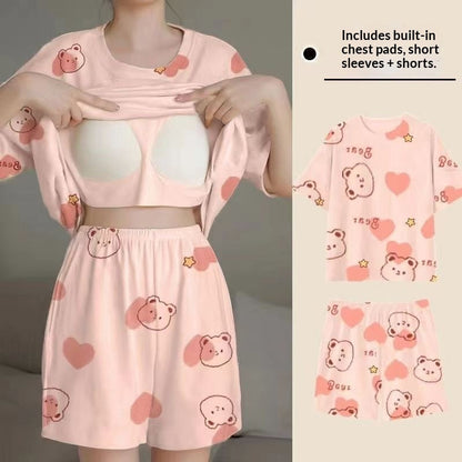 Womens Padded Bra Sleepwear Set