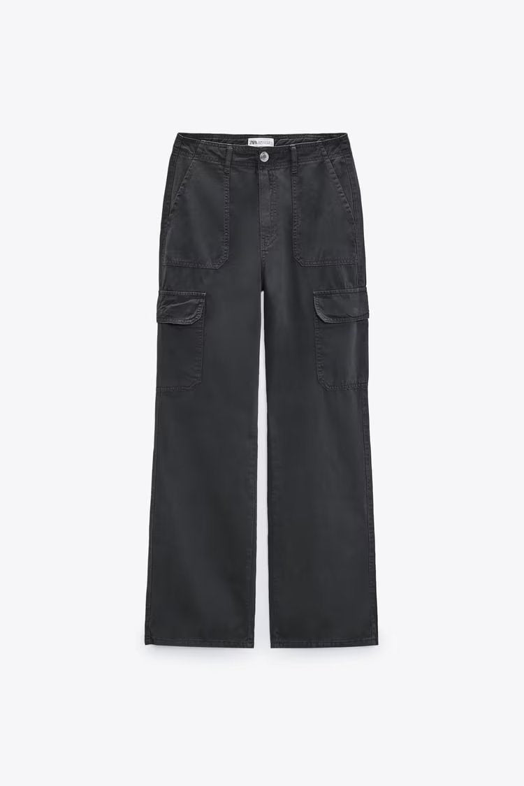 Women's Straight Solid Color Pocket Loose Casual Pants