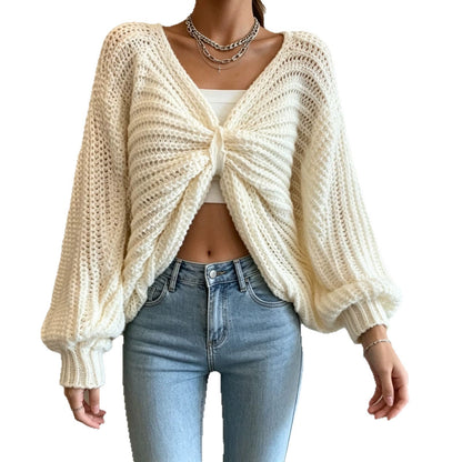 Irregular Knitted Pullover Sweater Top For Women