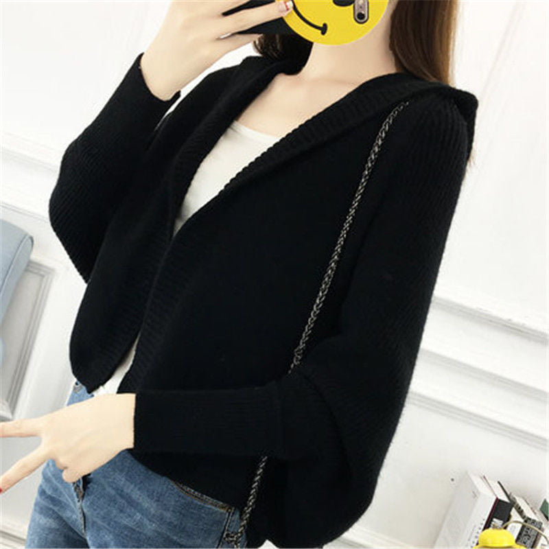 Womens Loose-fitting Cardigan, Short Sweater Jacket