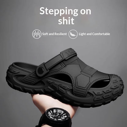 Mens Summer Outdoor Non-Slip Soft-Soled Closed-Toe Beach Clog Shoes