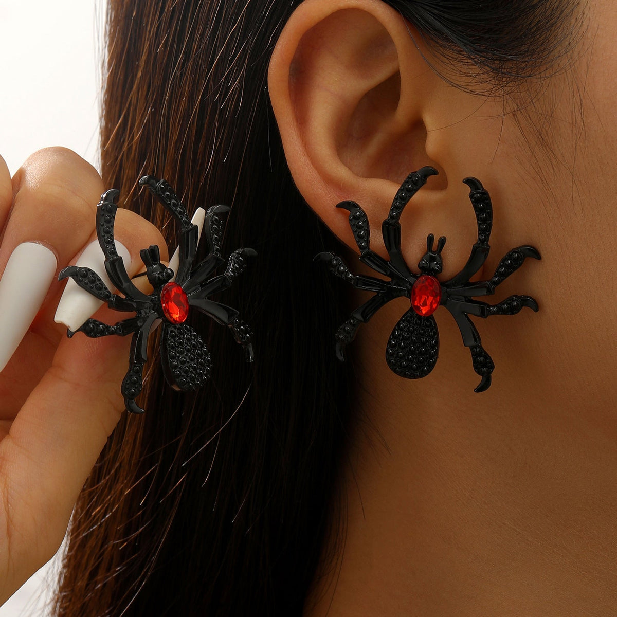 Dramatic Halloween Rhinestone Spider Necklace Bracelet And Ring Set