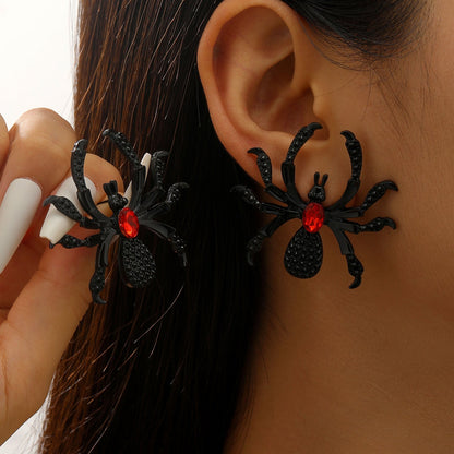 Dramatic Halloween Rhinestone Spider Necklace Bracelet And Ring Set