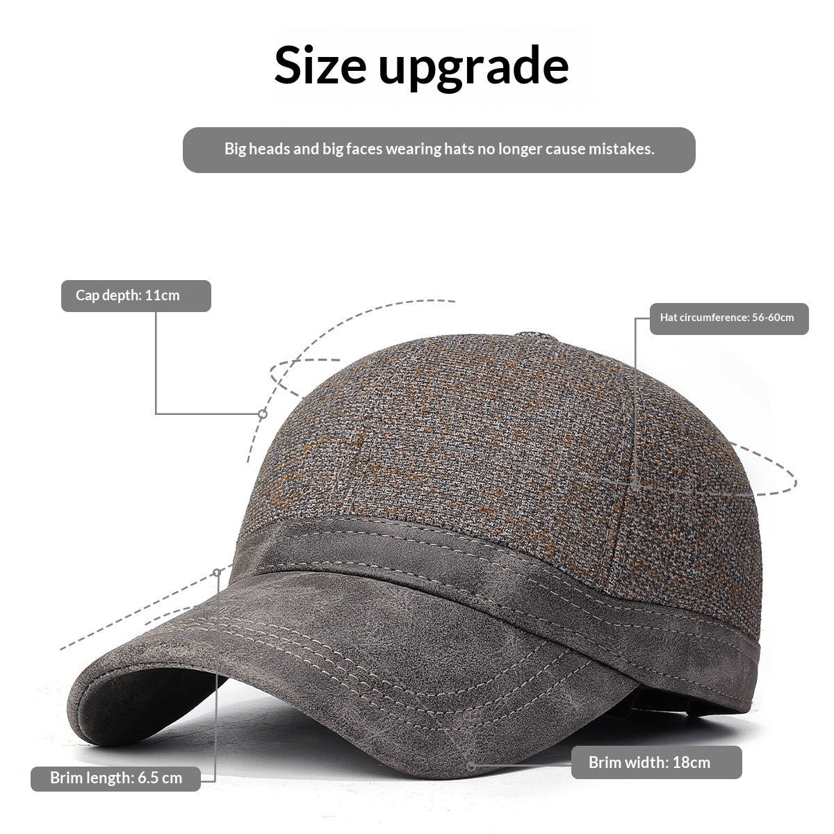 Men's Autumnwinter Baseball Cap With Earflaps Fleece-lined And Extra Thick