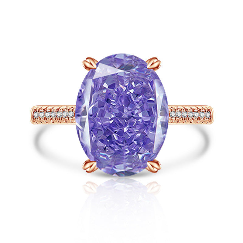 Female Versatile Casual Papalacha High Carbon Diamond Ice Flower Ring