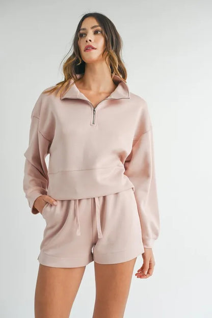 MABLE Half Zip Sweatshirt and Shorts Set