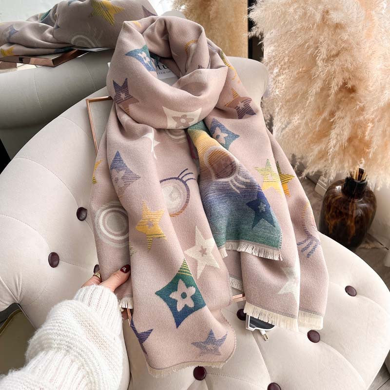 Double-sided Scarf Shawl For Women Autumnwinter