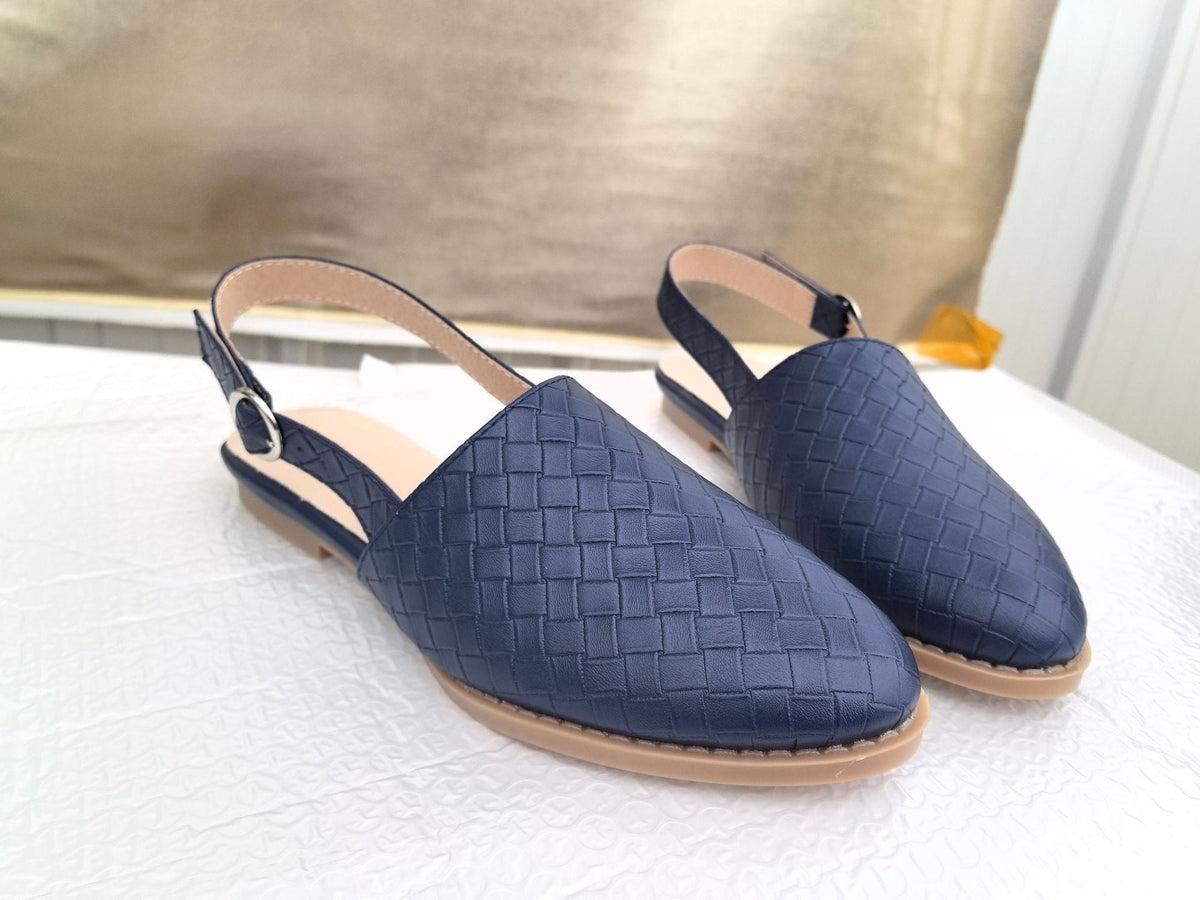 Pointed-toe Closed-toe Strap Flat-sole Sandals