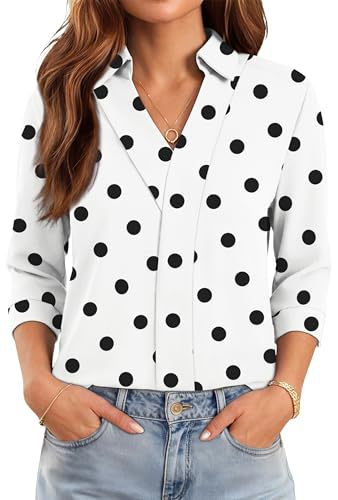 Womens Casual Striped Blouse With Three-quarter Sleeves