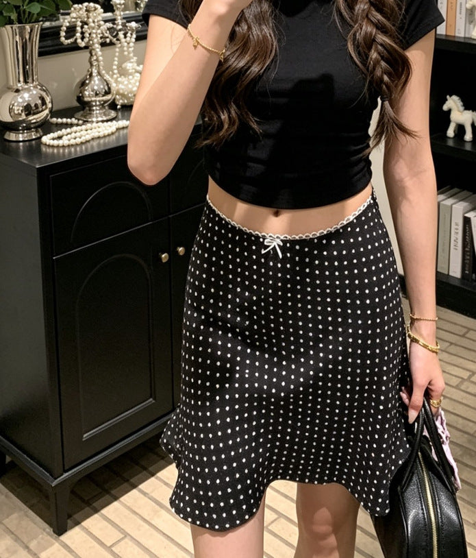 Bow-knot Ribbon Mesh Plaid Skirt For Women