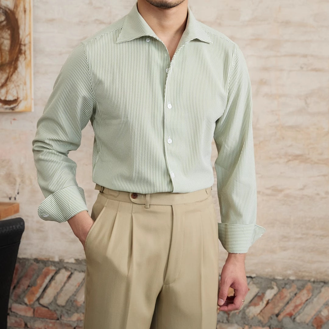 Striped Long Sleeved Shirt Slim Fit Shirt For Men