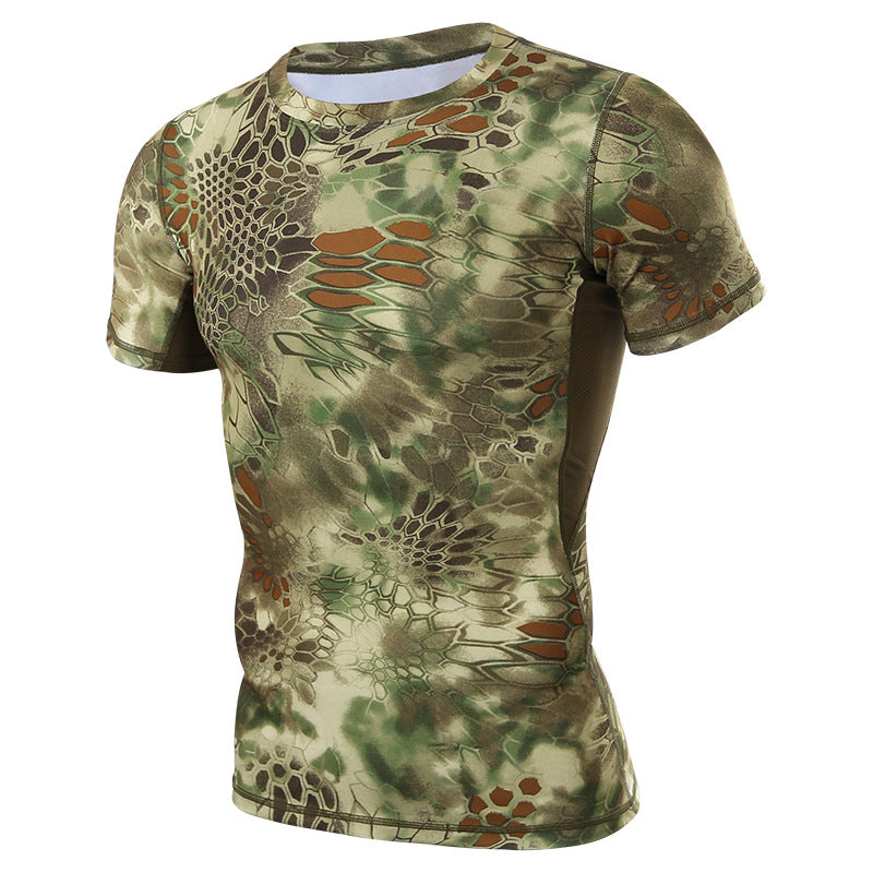 Slim-fit Casual Crew-neck Python-pattern T-shirt For Men