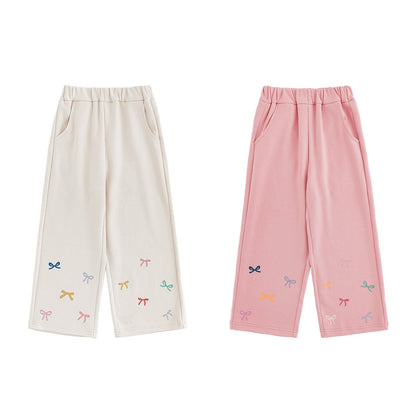 Soft, High-elasticity Wide-leg Pants With A Bow Print