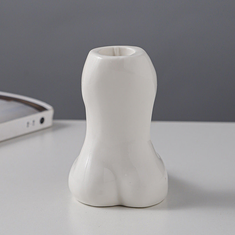 Creative Body Art White Candle Cup Hotel Desktop Simple Ceramic Ornaments