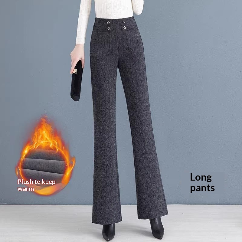 Womens Fallwinter Fleece-lined Slimming Bootcut Pants New Style