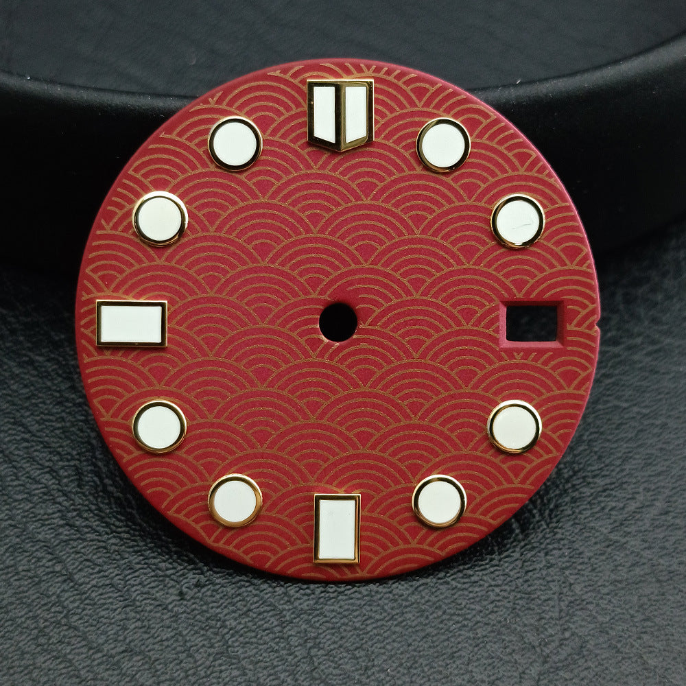 28.5mm Fish-scale Pattern Luminous Dial Suitable For NH35NH36 Mechanical Movement Watch Dial Accessories