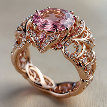 Niche Minimalist Copper Ring With Zircon Inlay