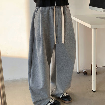 Plus Size Fleece-lined Heavy Loose Track Pants