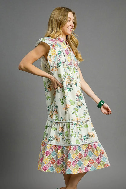 Selvanelle Patchwork Garden Midi Dress