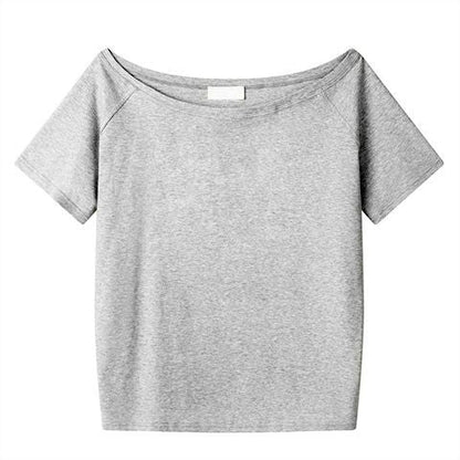 High-end Loose Oblique Shoulder Tops Short Sleeve Women
