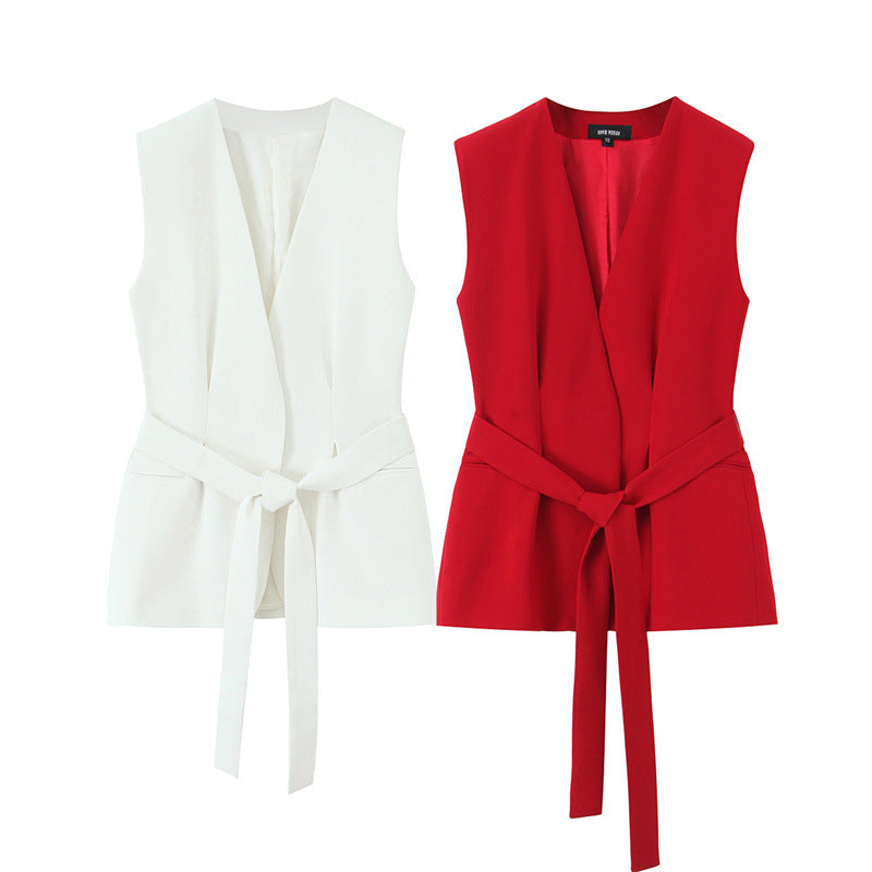 Two-piece Set Belt And Flared Trousers