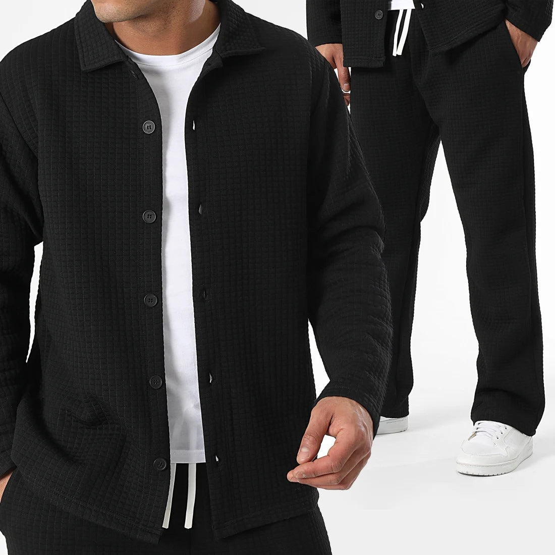 Anti-Wrinkle Small Plaid Lapel Simple Jacket Suits